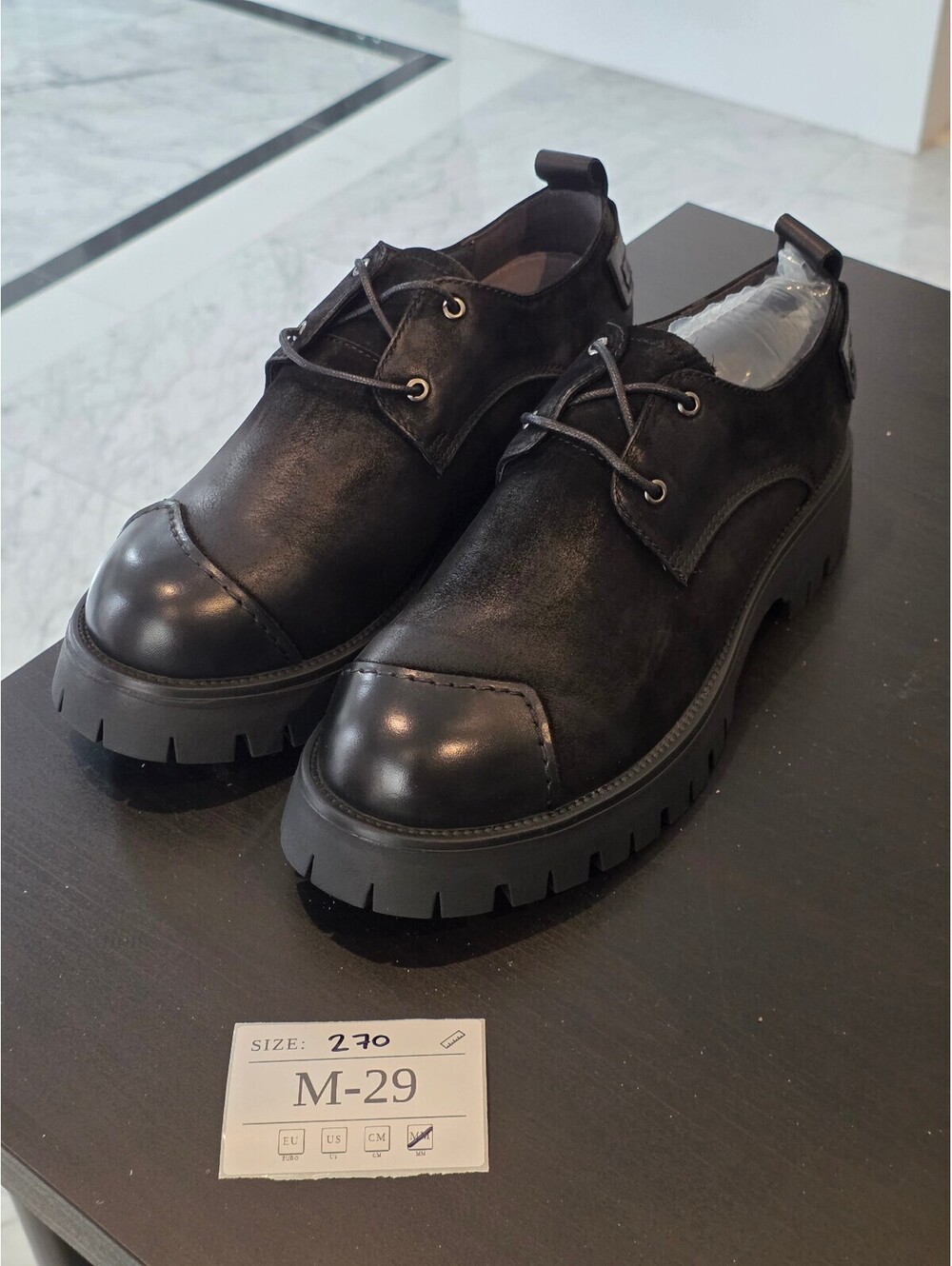 Men's Black Suede Derby Shoes with Rugged Sole